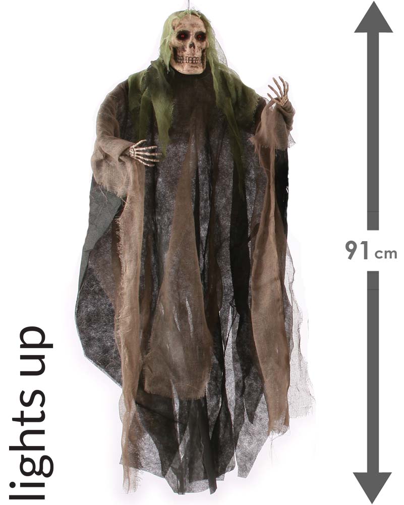Light Up Hanging Reaper with Brown Shroud 91cm