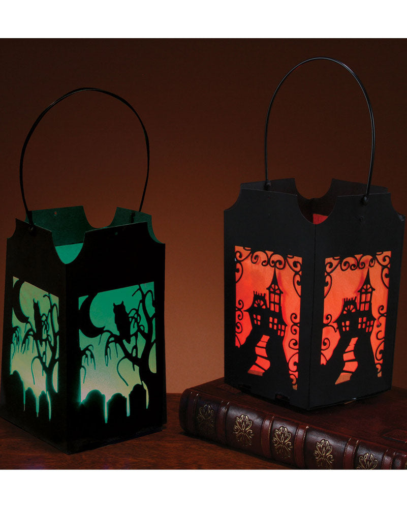 Pop Open Lantern Green Owl and Orange Haunted House Pack of 2