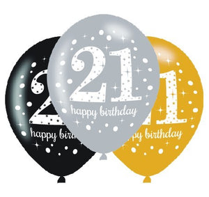 Sparkling Celebration 21st 30cm Latex Balloons Pack of 6