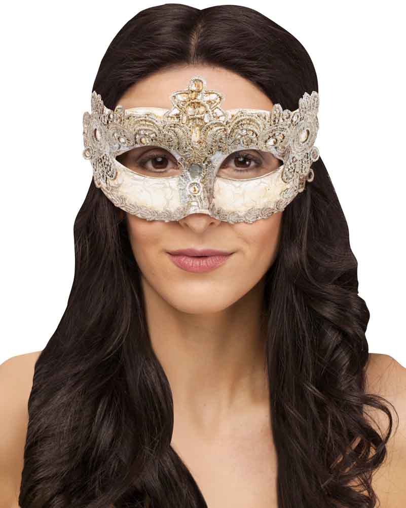 Silver Venetian Lace Mask