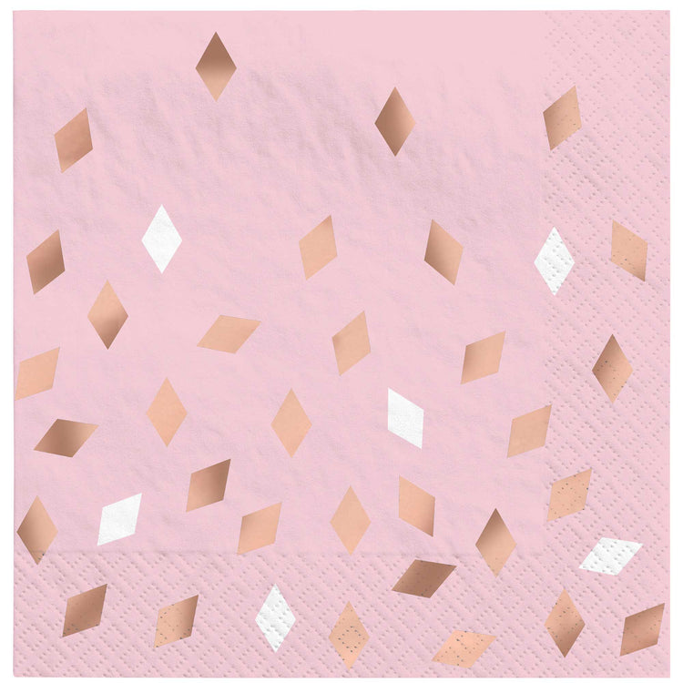 Blush Birthday Lunch Napkins Hot-Stamped Pack of 16