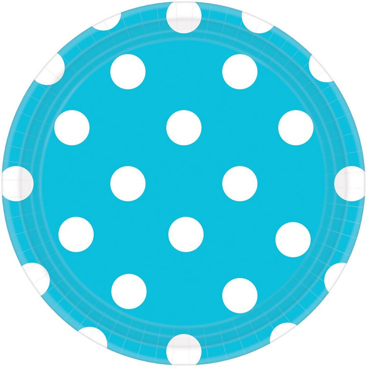 Dots 23cm Round Plates Caribbean Blue Pack of 8