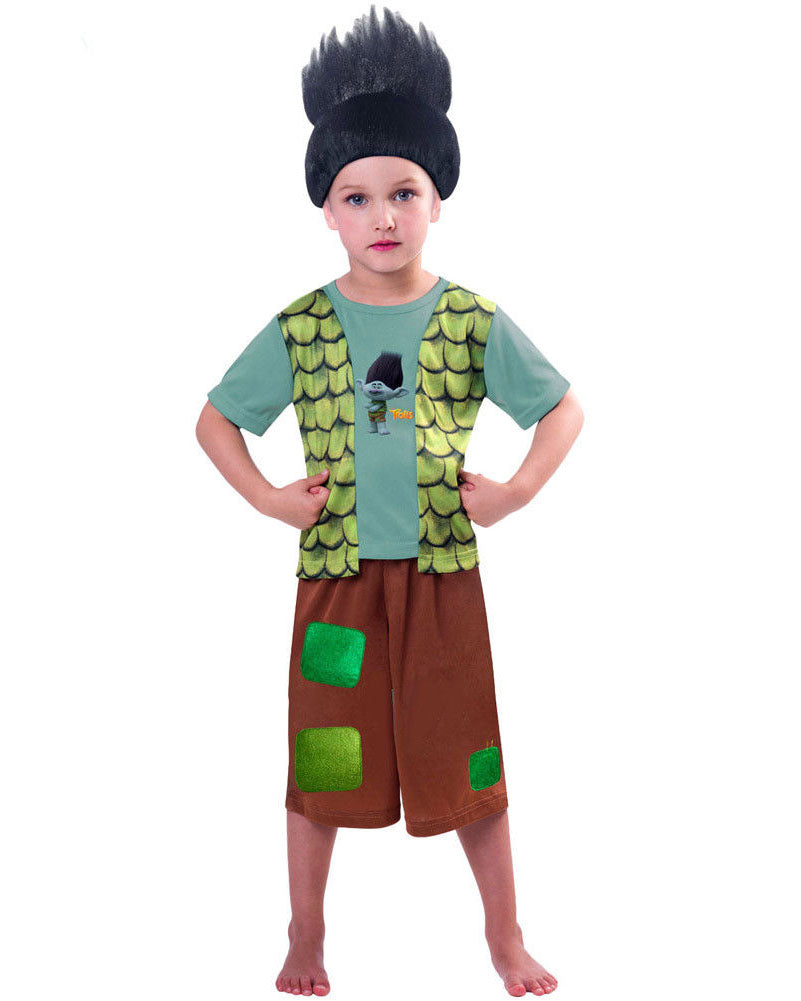 Trolls Boys Branch Costume with Wig