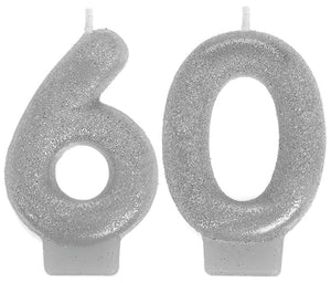 60th Sparkling Celebration Candles Pack of 2