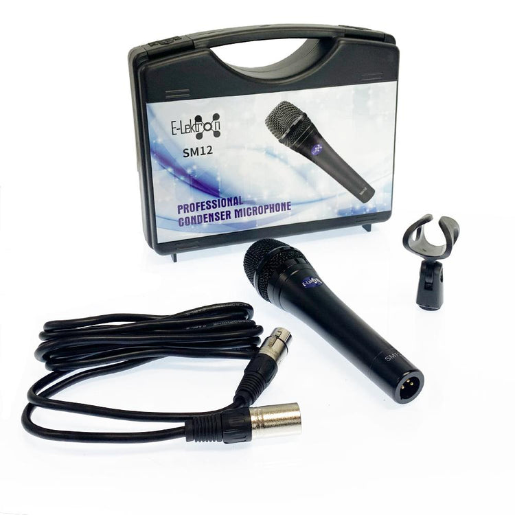 E-Lektron SM12 Condenser Recording Microphone with XLR Balanced Cable Holder and Case