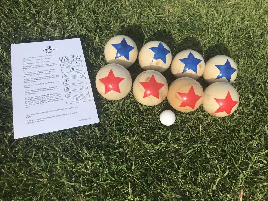 Deluxe 8 Wooden Ball Bowls Bocce Game Set
