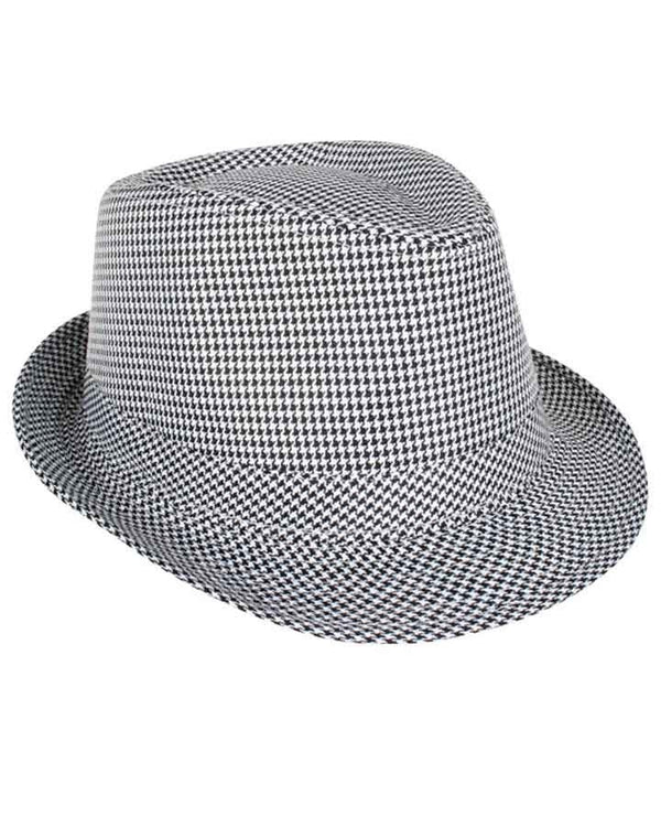 Black and White Checked Trilby Hat