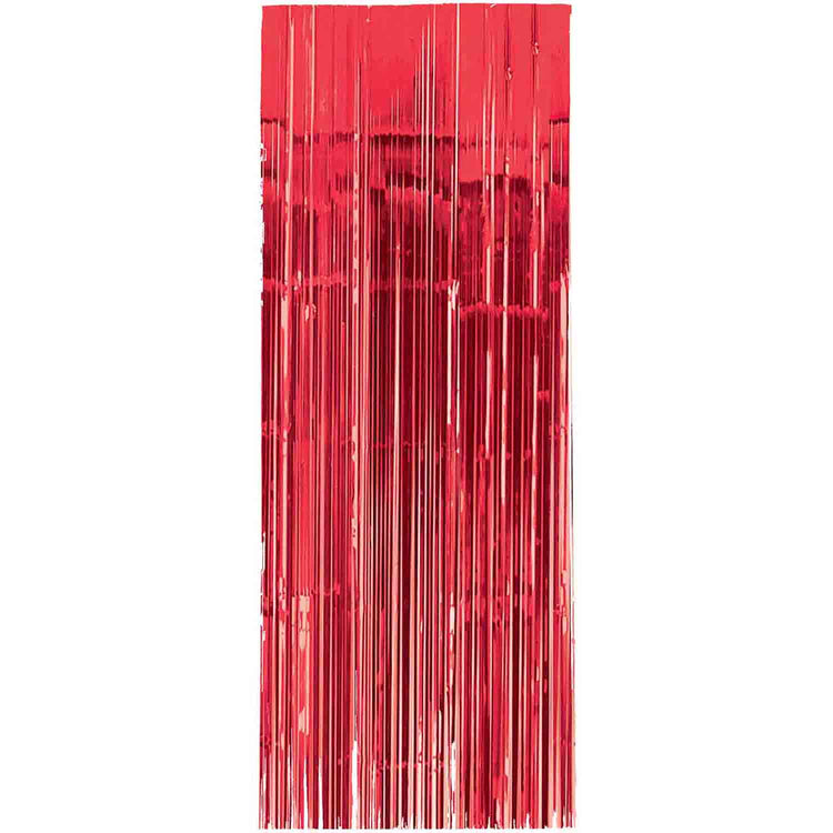 Apple Red Metallic Foil Door Curtain