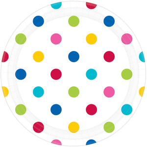 Dots Rainbow 23cm Round Plates Pack of 8