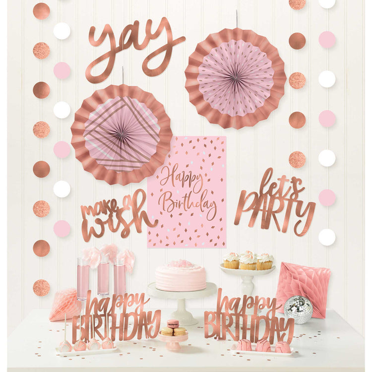Blush Birthday Room Decorating Kit Pack of 12