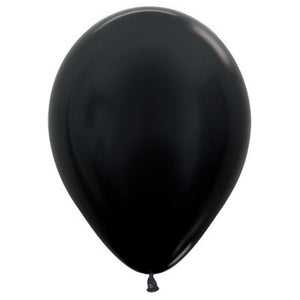 Sempertex 30cm Metallic Black Latex Balloons 580, 100PK Pack of 100