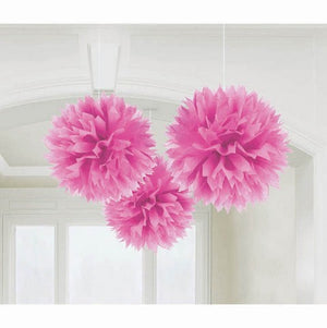 Fluffy Hanging Decorations Pink Pack of 3