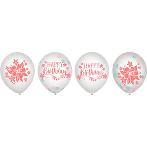 Free Spirit Happy Birthday 30cm Latex Balloons & Confetti Pack of 6