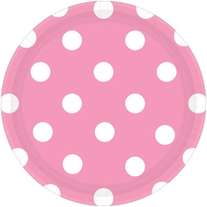 Dots 23cm Round Plates New Pink Pack of 8