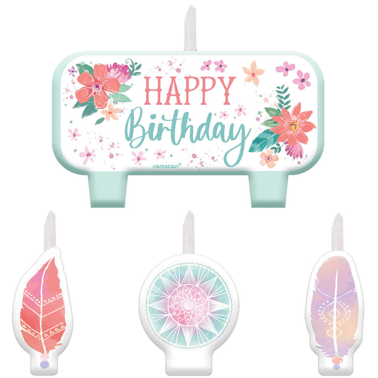 Free Spirit Happy Birthday Candle Set Pack of 4
