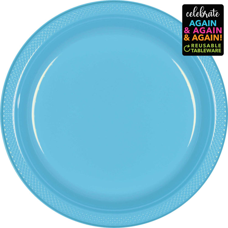 Premium Plastic Plates 17cm 20 Pack - Caribbean Blue Pack of 20