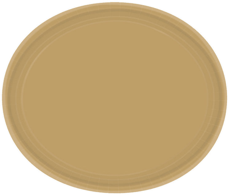 Paper Plates Oval 30cm Gold Pack of 20