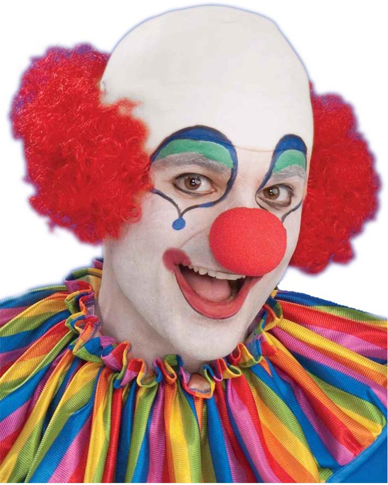 Baldy Clown Head Curly Red Wig