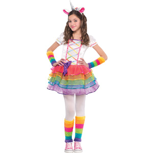 Rainbow Unicorn Girls Costume 4-6 Years