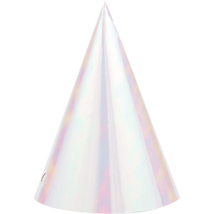 Iridescent Foil Cone Shaped Party Hats Pack of 8