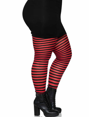 Black and Red Striped Plus Size Tights