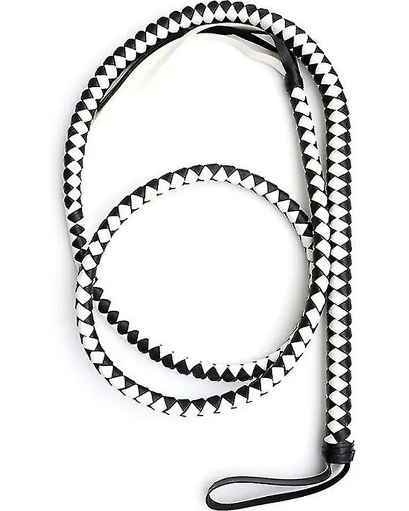 Black and White Stock Whip Costume Prop 1.2m