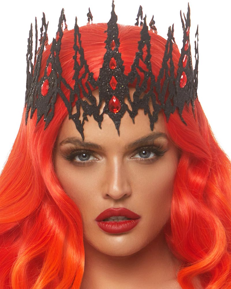 Black Die Cut Jewelled Glitter Crown