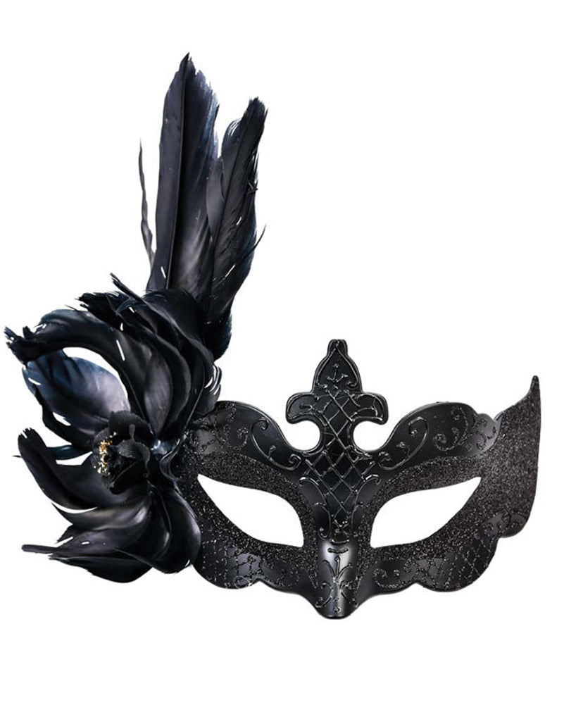 Black Feathered Eye Mask