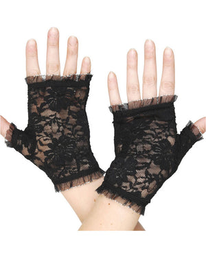 80s Black Lace Fingerless Gloves