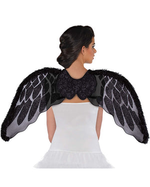 Black Marabou Faux Fur Angel Wings
