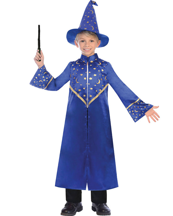Blue Fantasy Wizard Kids Costume