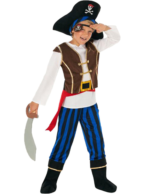 Blue Stripe Pirate Boys Costume