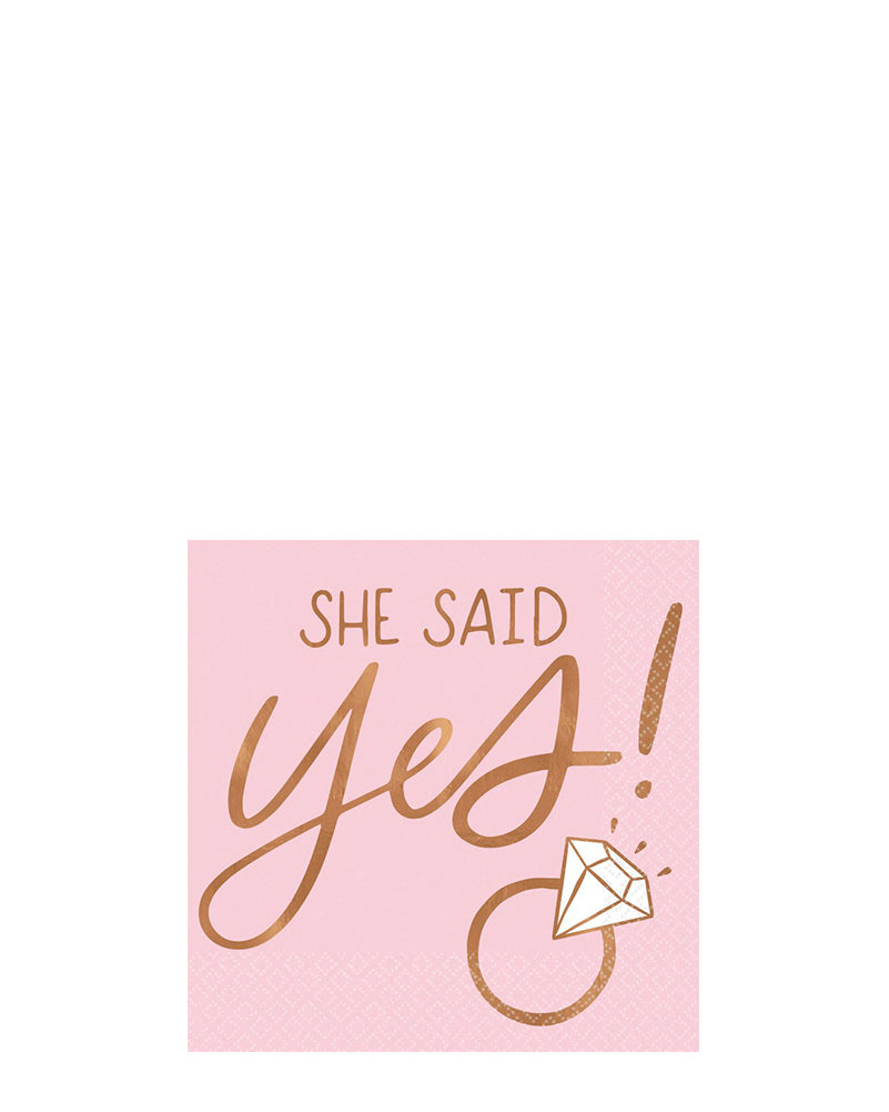 Blush Wedding She Said Yes Beverage Napkins Pack of 16