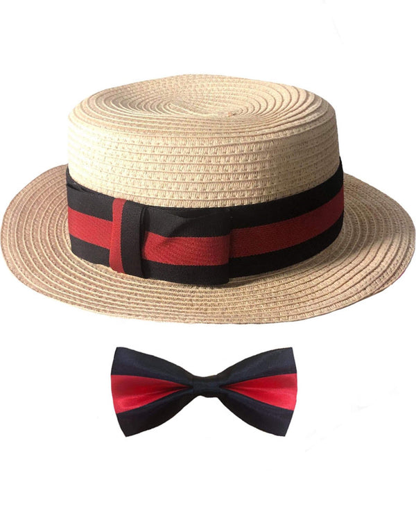 20s Boater Hat and Bow Tie Kit