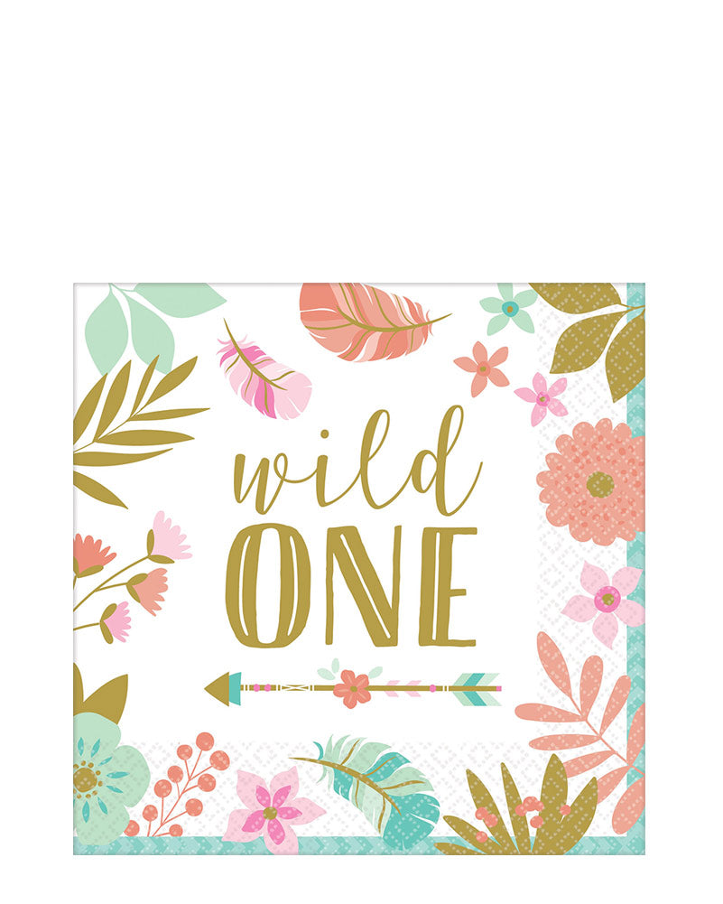 Boho Birthday Girl Wild One Lunch Napkins Pack of 16
