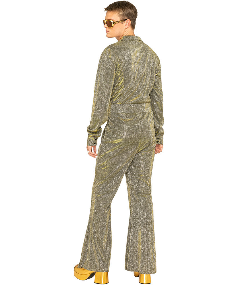 70s Boogie Nights Gold Plus Size Mens Jumpsuit