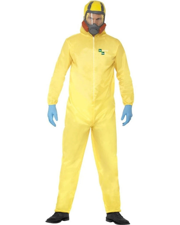 Image of man wearing yellow Breaking Bad Hazmat Suit.