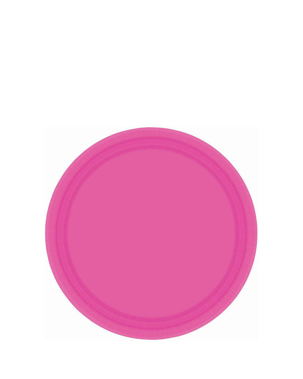Bright Pink 17cm Round Paper Plates Pack of 20
