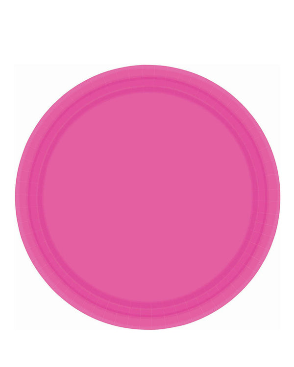 Bright Pink 23cm Round Paper Plates Pack of 20