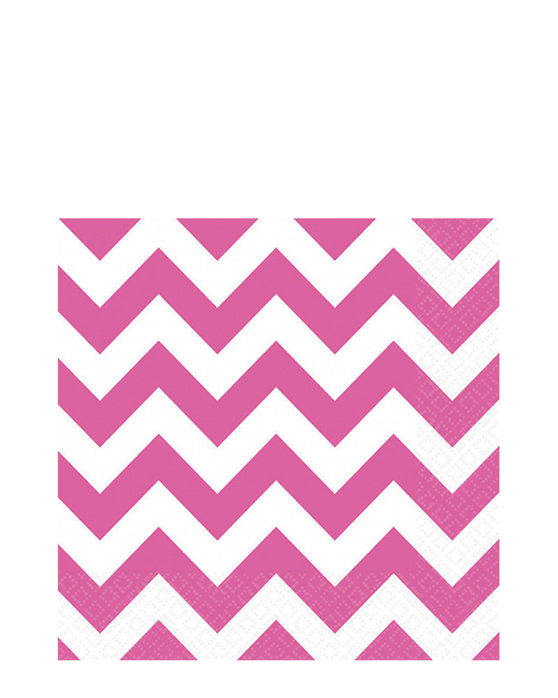 Bright Pink Chevron Lunch Napkins Pack of 16