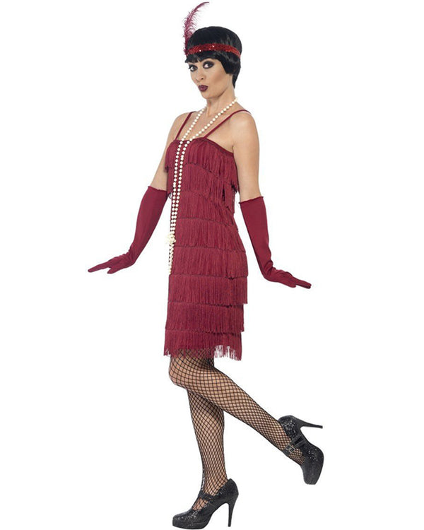 20s Burgundy Red Flapper Womens Costume