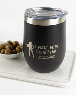 I Make Wine Disappear Black Stainless Steel Wine Sippy Cup