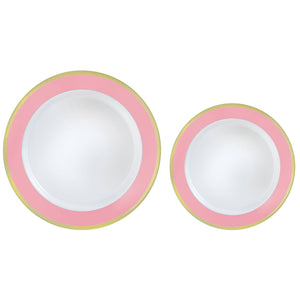 Premium Plastic Plates Hot Stamped with New Pink Border Pack of 20