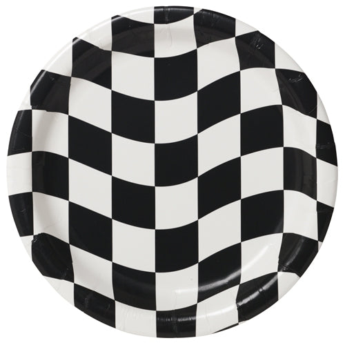 Black & White Check Lunch Plates Paper 18cm Pack of 8
