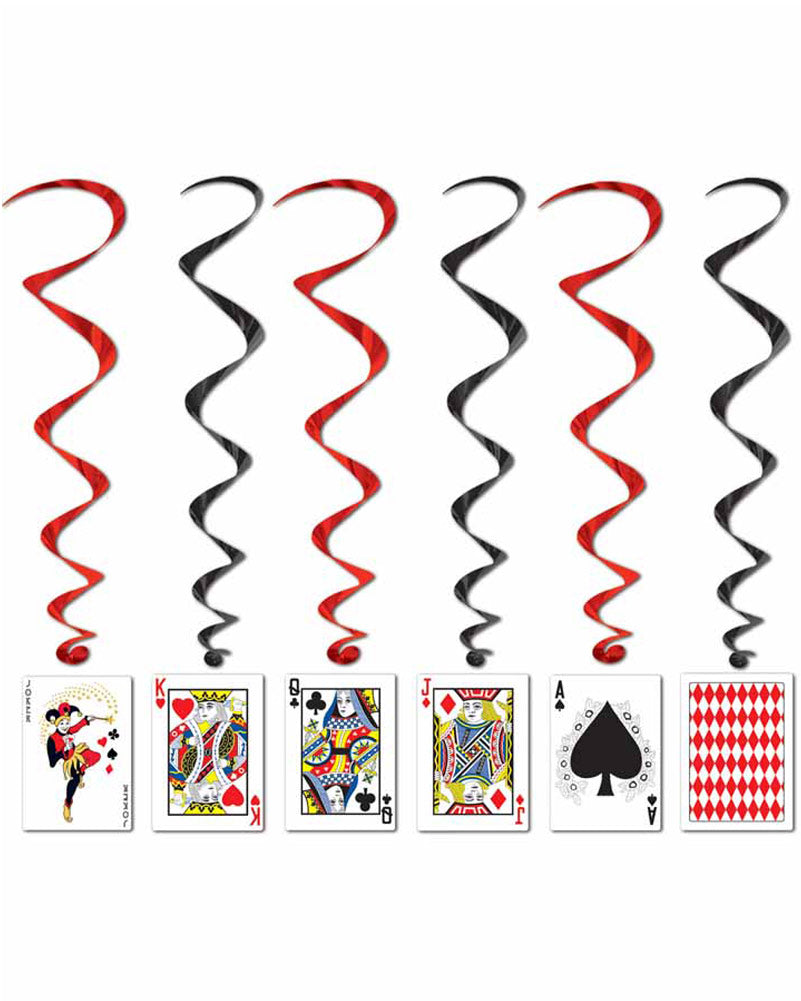 Casino Playing Card Whirl Decorations Pack of 5