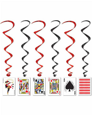 Casino Playing Card Whirl Decorations Pack of 5