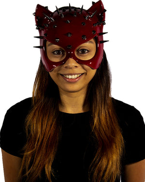 Cat Gloss Mask with Red Spikes