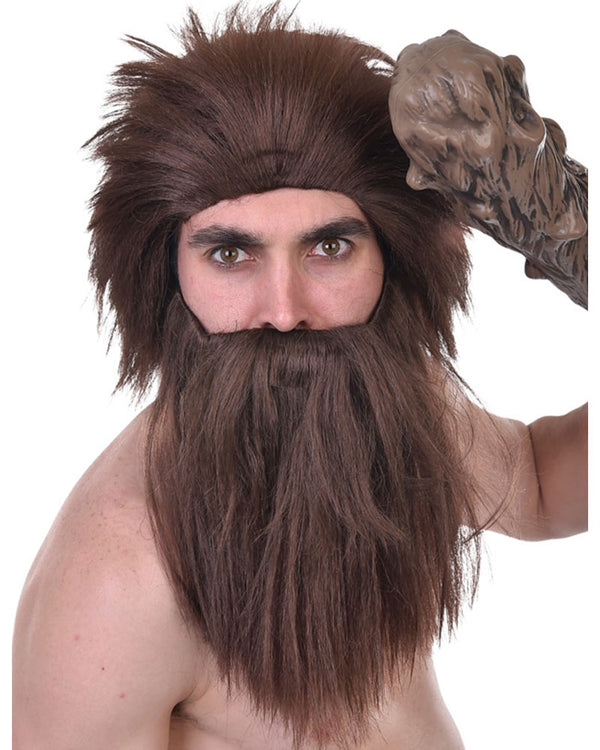 Caveman Brown Beard and Wig