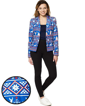 Christmas Blue Nordic Womens Suitmeister Jacket