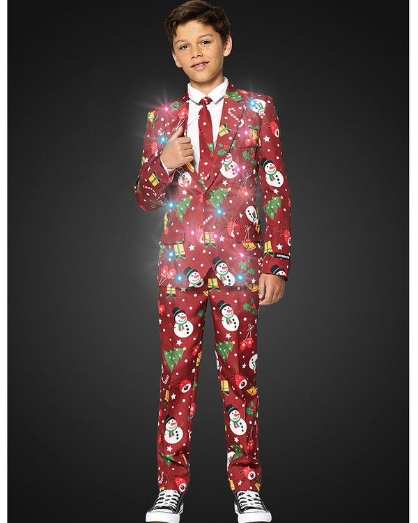 Christmas Red Icons Light up Boys Suitmeister